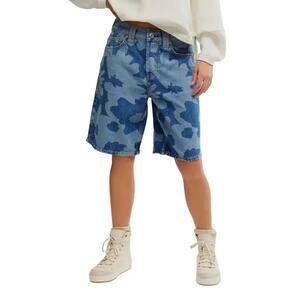 NWT! Free People Montana Denim Bermuda Shorts in Everything Floral Size 25